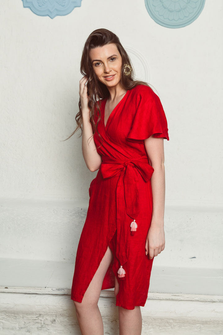 100% Linen wrap dress - Sustainable clothing brand